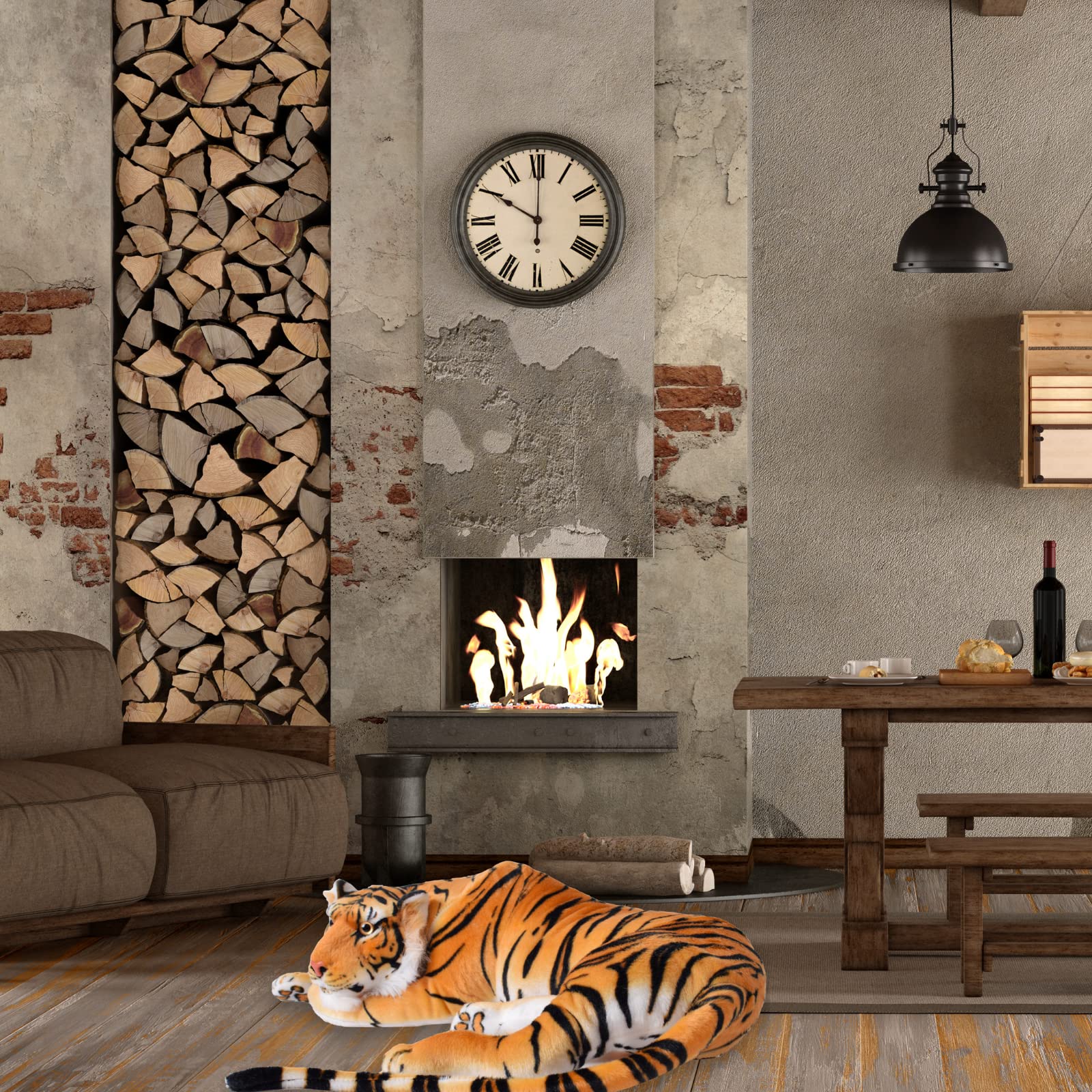 TE-Trend Peluche XXL de Tigre, 90 cm, Multicolor