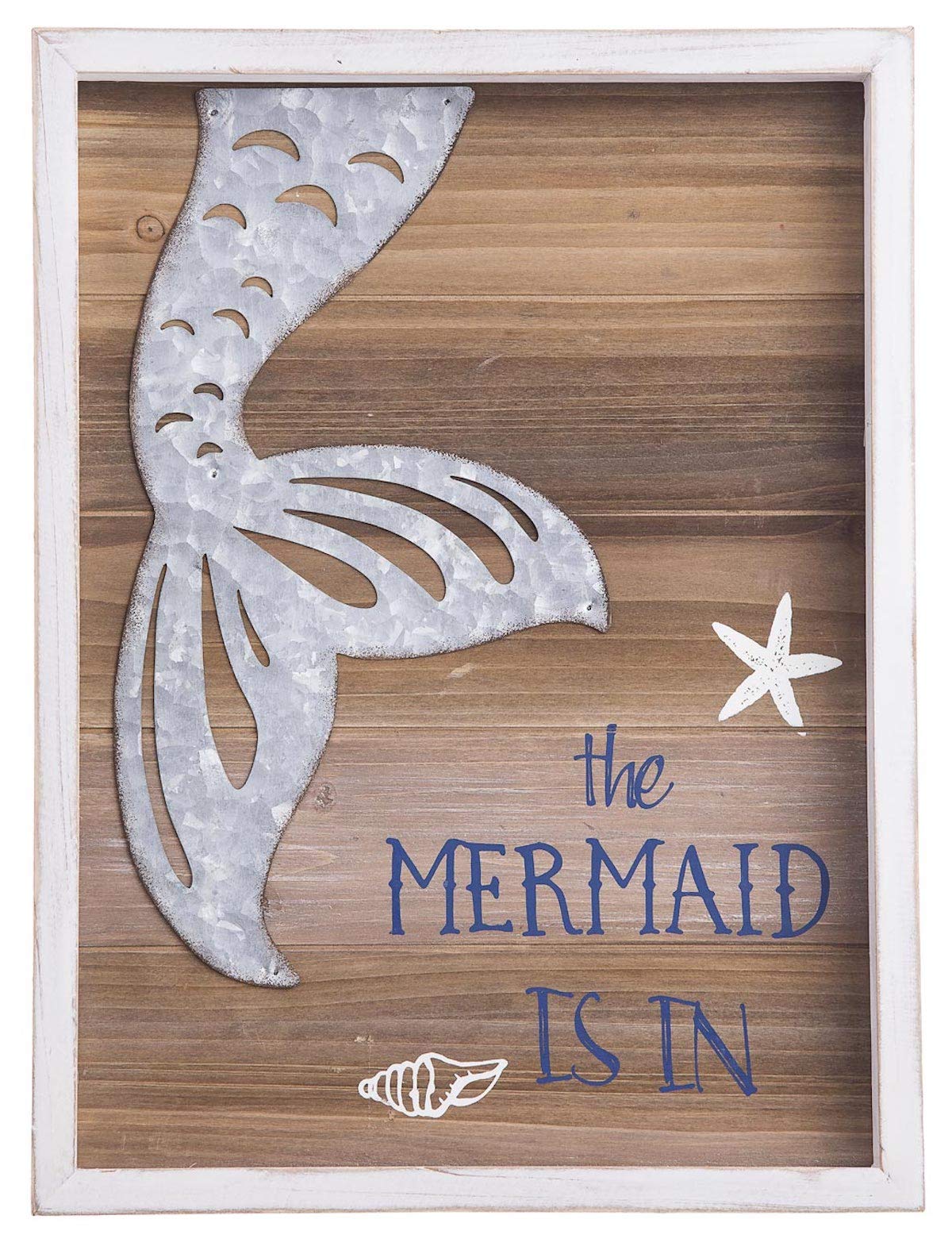 The Mermaid is in Wood Placa de Pared: 15 Pulgadas