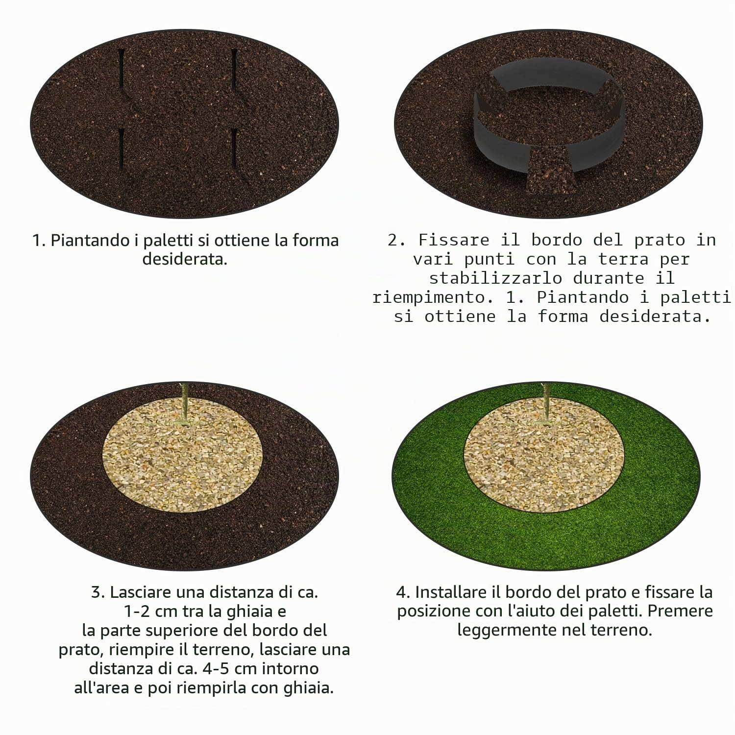 Bordo per prato, in plastica, facile da lavorare, in plastica robusta, resistente ai raggi UV e alle intemperie, per aiuole, prato, invisibile, 25 m x 10 cm (lunghezza x altezza), grigio