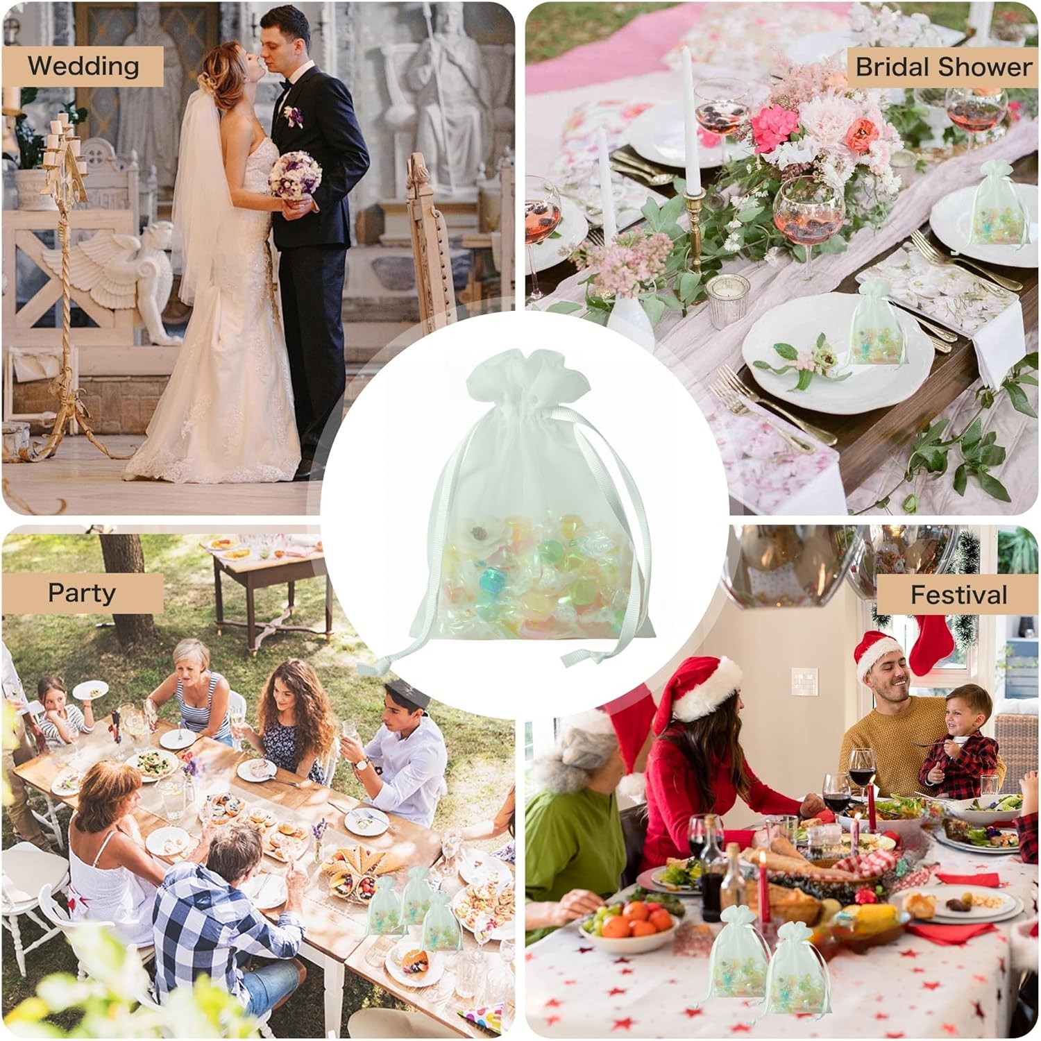 20 Pcs White Organza Bags 5X7 inch for Wedding Favors with Drawstring, Mesh Gift Bags Jewelry Pouch Treat Bag for Candy Bridal Shower Party Favor Christmas - Image 6