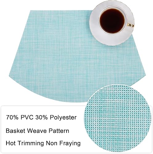 Miniatura 117 de SHACOS - Manteles individuales de PVC para mesas redondas, manteles individuales con curvatura, antideslizantes, resistentes al calor, de vinilo,