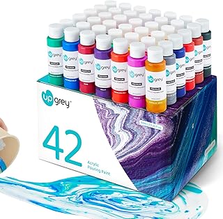Acrylic Pouring Paint (60ml/2oz Bottles) 42 Colors, High Flow Acrylic Paint Set, No Mixing Needed, Assorted Colors with 4 White Paint, Fluid Pour Paint for Pouring on Canvas, Glass, Paper, Wood, DIY