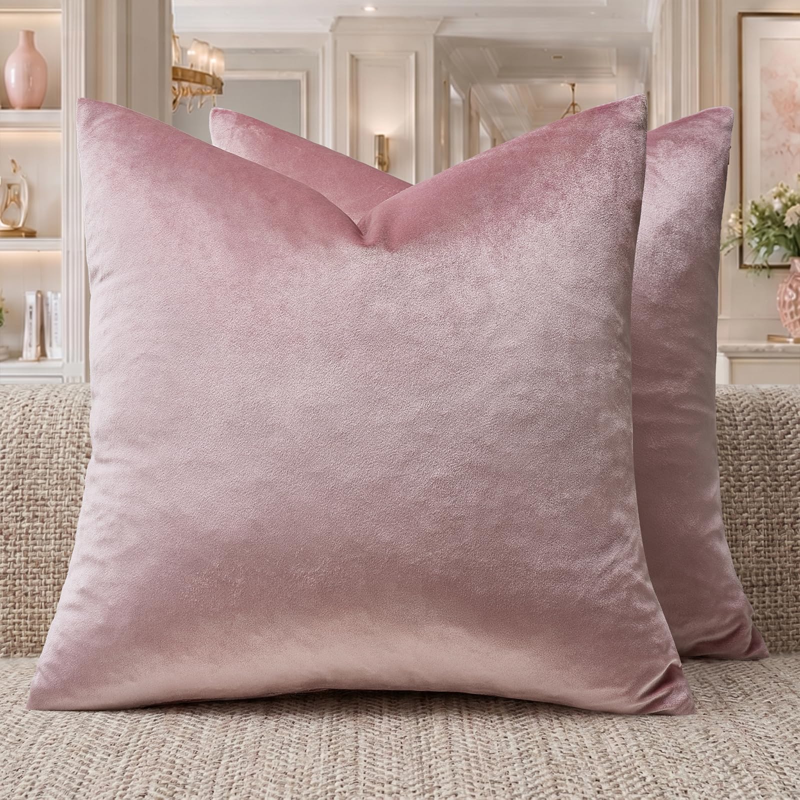 GIGIZAZA Decorative Couch Throw Pillow Covers,Set of 2 Sweet Lilac Square Pillow Cushion Covers 22x22,Pillow Cases Velvet Pillow Covers — image 1