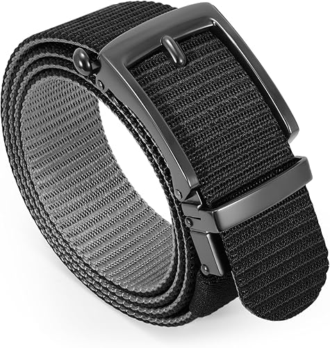 SANSTHS Cinturones de trinquete reversibles para hombres, cinturón táctico para hombre, tela de nailon de 1 13 pulgadas, cinturón de golf de cola