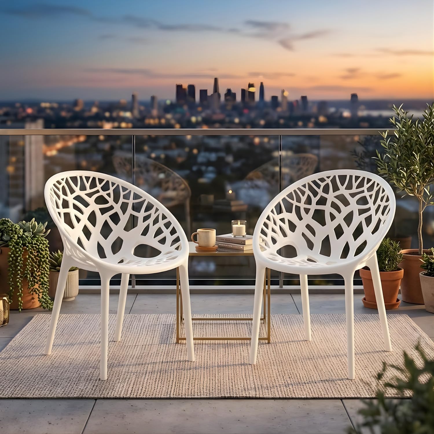 Nilkamal Mid Back Chair with Arm CRYSTALPP | Chair for Living Room, Bed Room, Kitchen, Office Room, Outdoor| 100% Polypropylene Stackable Chair | (Milky White, Set of 2)-picture-21