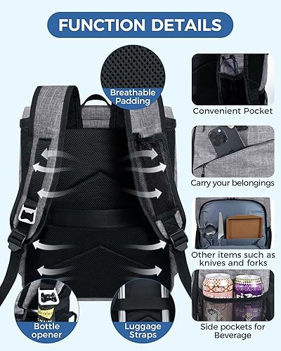 Miniatura 90 de BAGLHER Mochila Nevera Térmica Ligera Aislada - 30 Latas, A Prueba de Fugas para Almuerzo, Picnic, Senderismo, Viajes de Campamento Núcleo