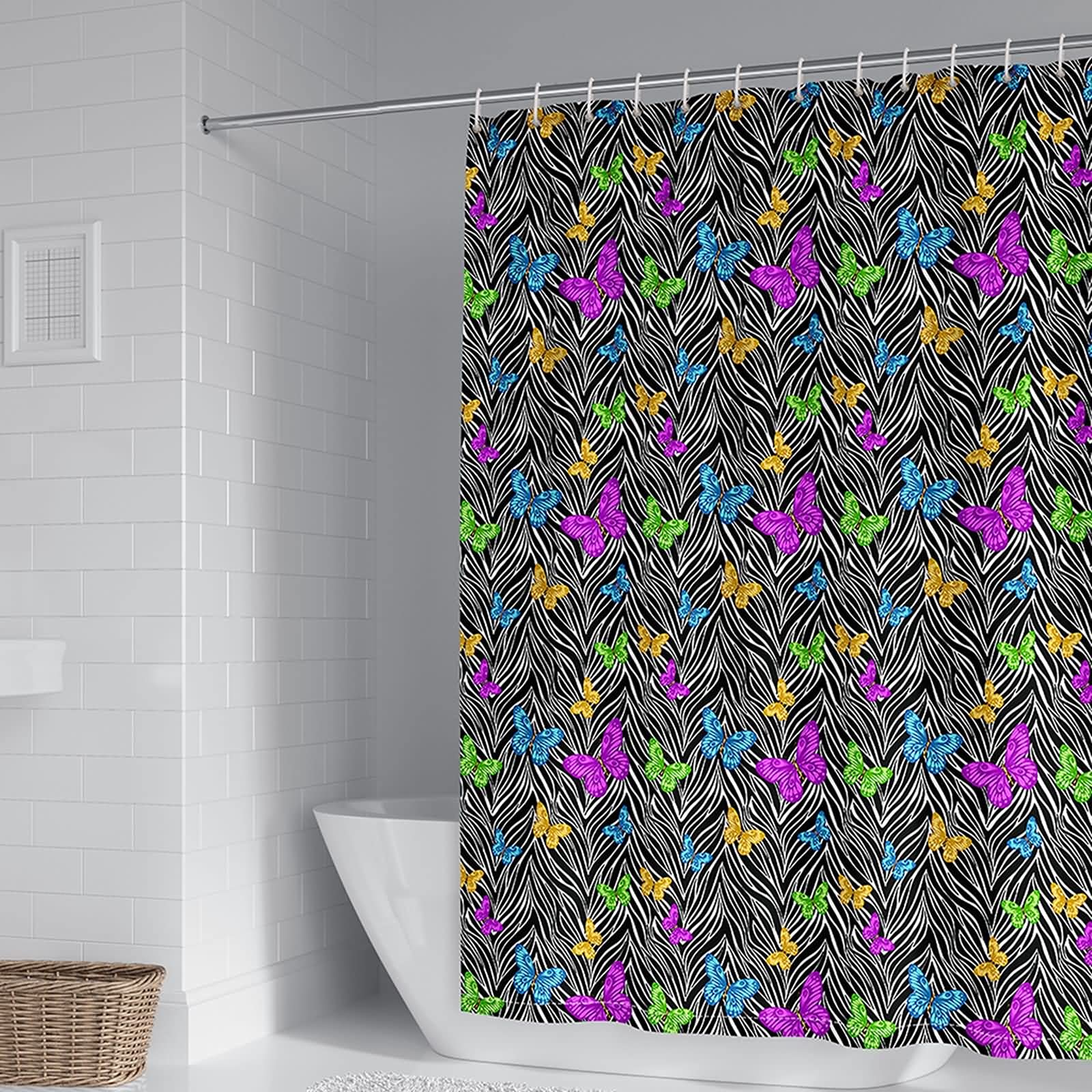Rideau de douche anti moisissure KnSam à motif papillon pour rester au sec