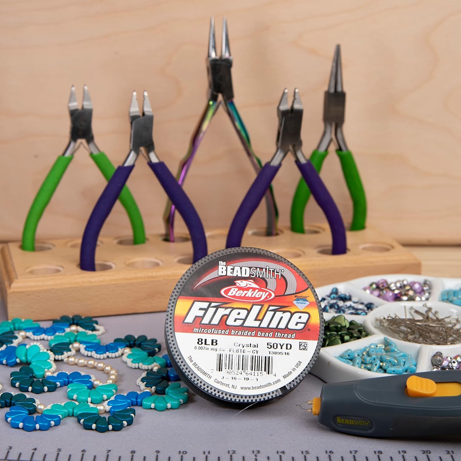 The Beadsmith Fireline by Berkley – Micro-Fused Braided Thread – 8lb. Test.007”/.17mm Diameter, 50 Yard Spool, Crystal Color – Super Strong Stringing Material for Jewelry Making and Bead Weaving