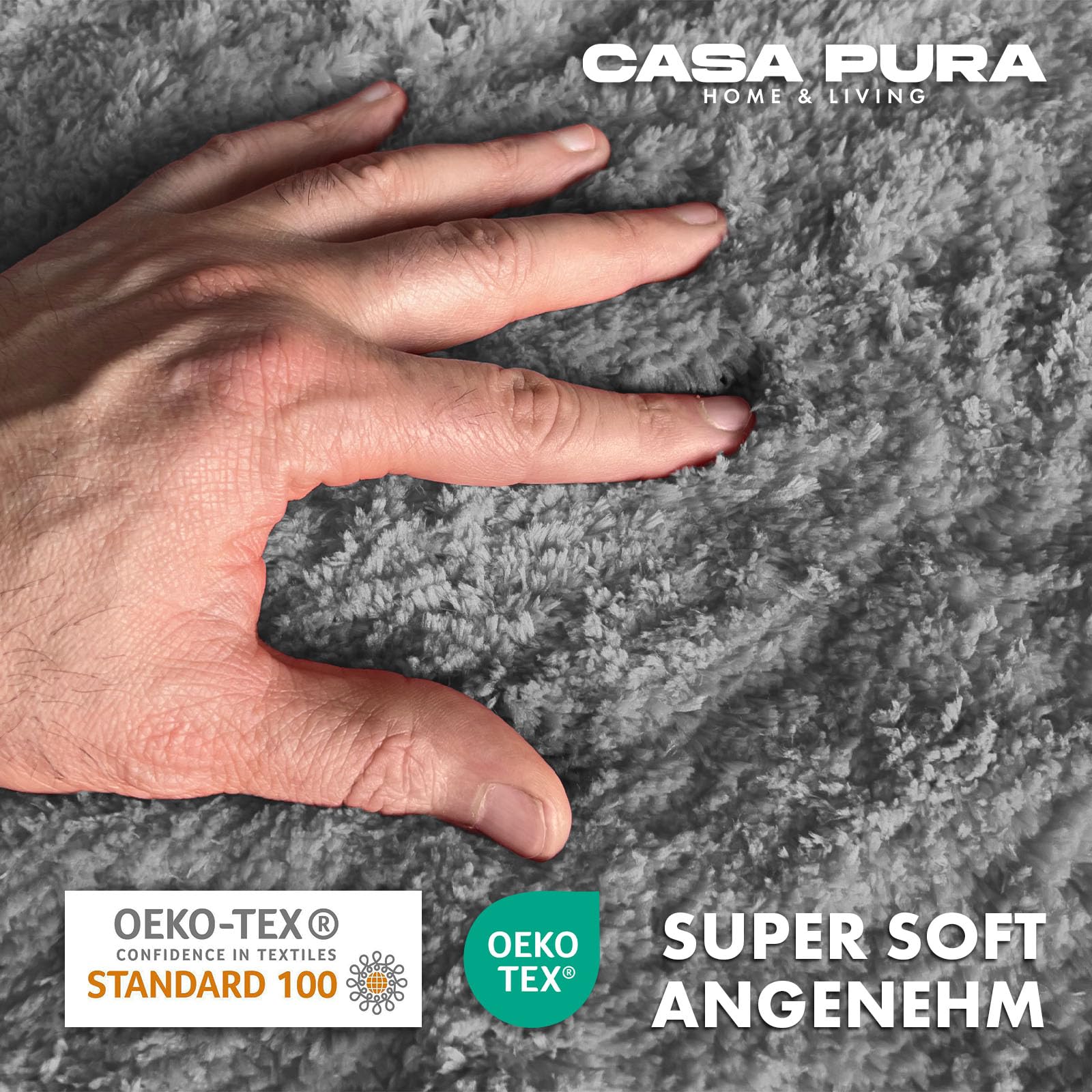 casa pura hoogpolige badmat Sky Soft | zacht, pluizig badkamertapijt in Shaggy look | antislip wasbare badmat | getest op schadelijke stoffen | 16
