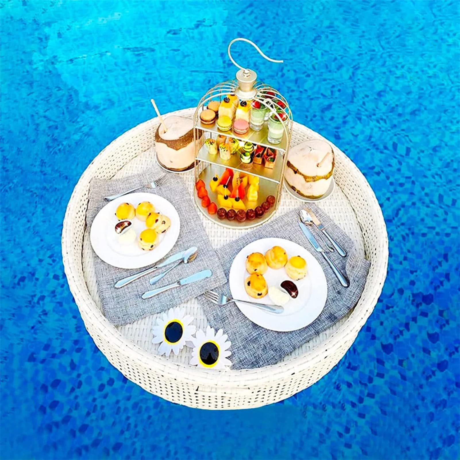 Bandeja Flotante para Mesa de Bar, Bandeja de Buffet, Flotador para Piscina, Playa, Fiesta, Desayuno, flotadores de Piscina para Adultos, Ideal para Bancos de Arena, spas, baños y