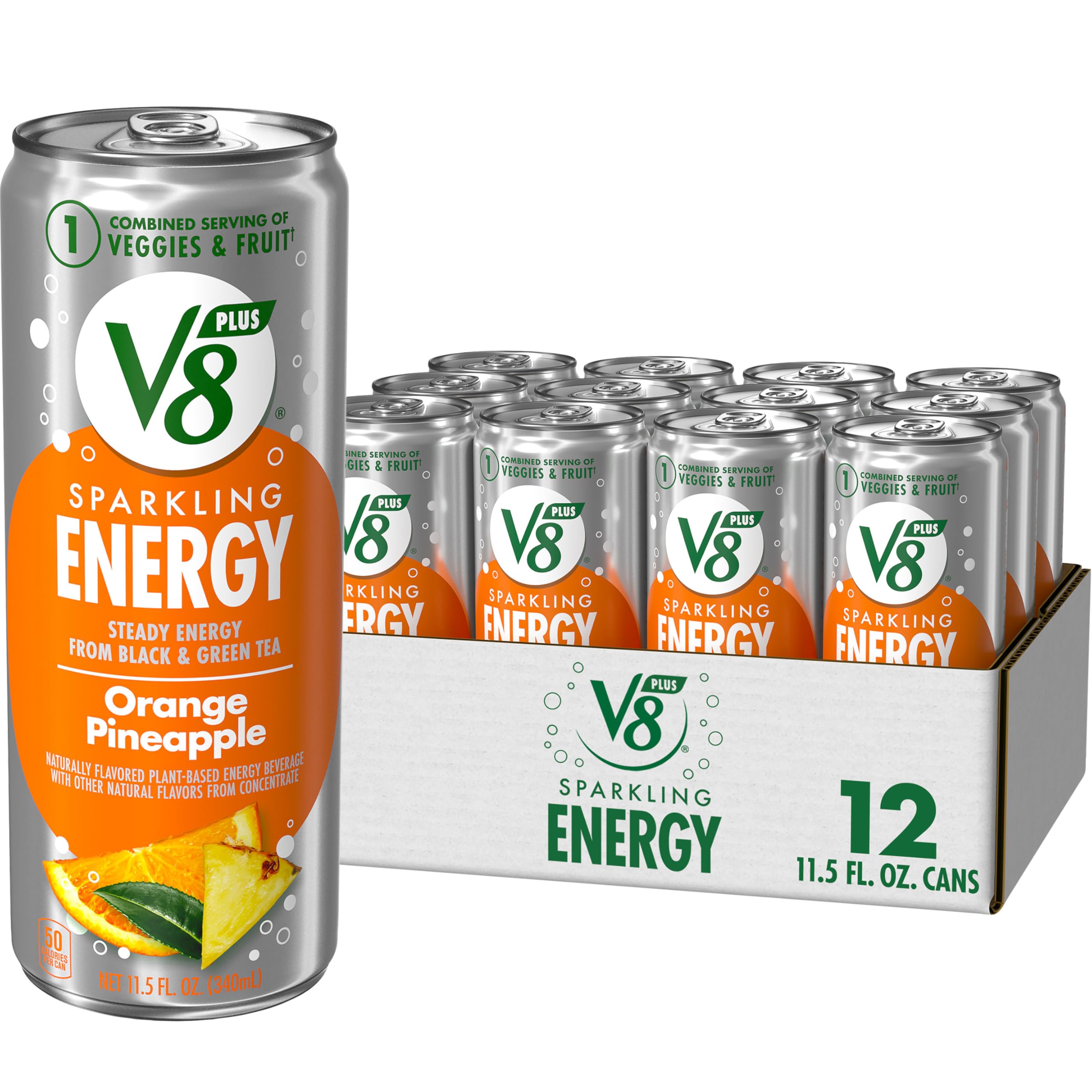 Amazon.com : V8 +Energy Sparkling Orange Pineapple Juice Energy
