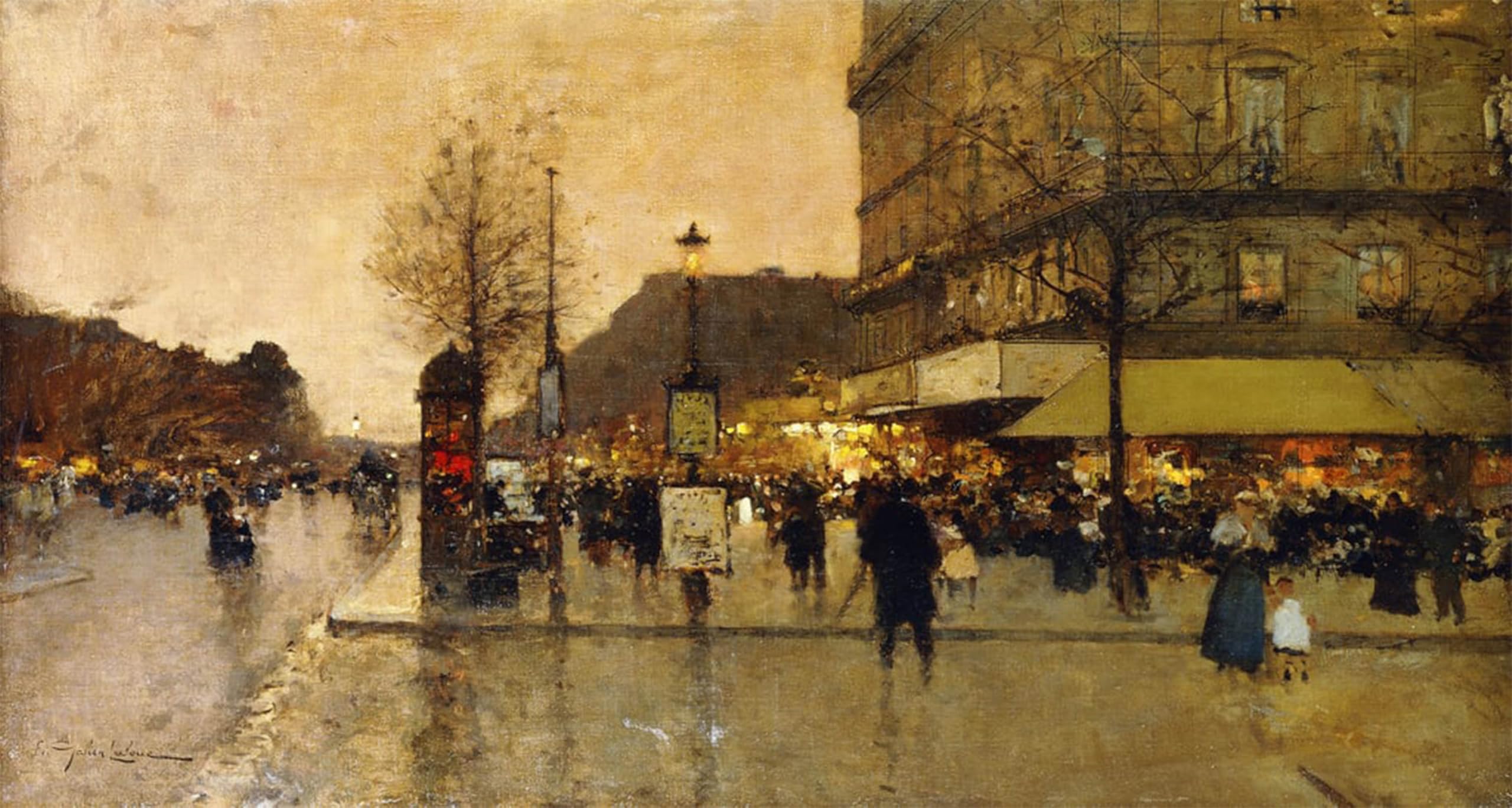 POSTERIIk Famous Modern Artwork Art Mural a Parisian Street Scene by Eugene Galien Laloue Oil Paintings Pictures for Home Decor 60x90cm