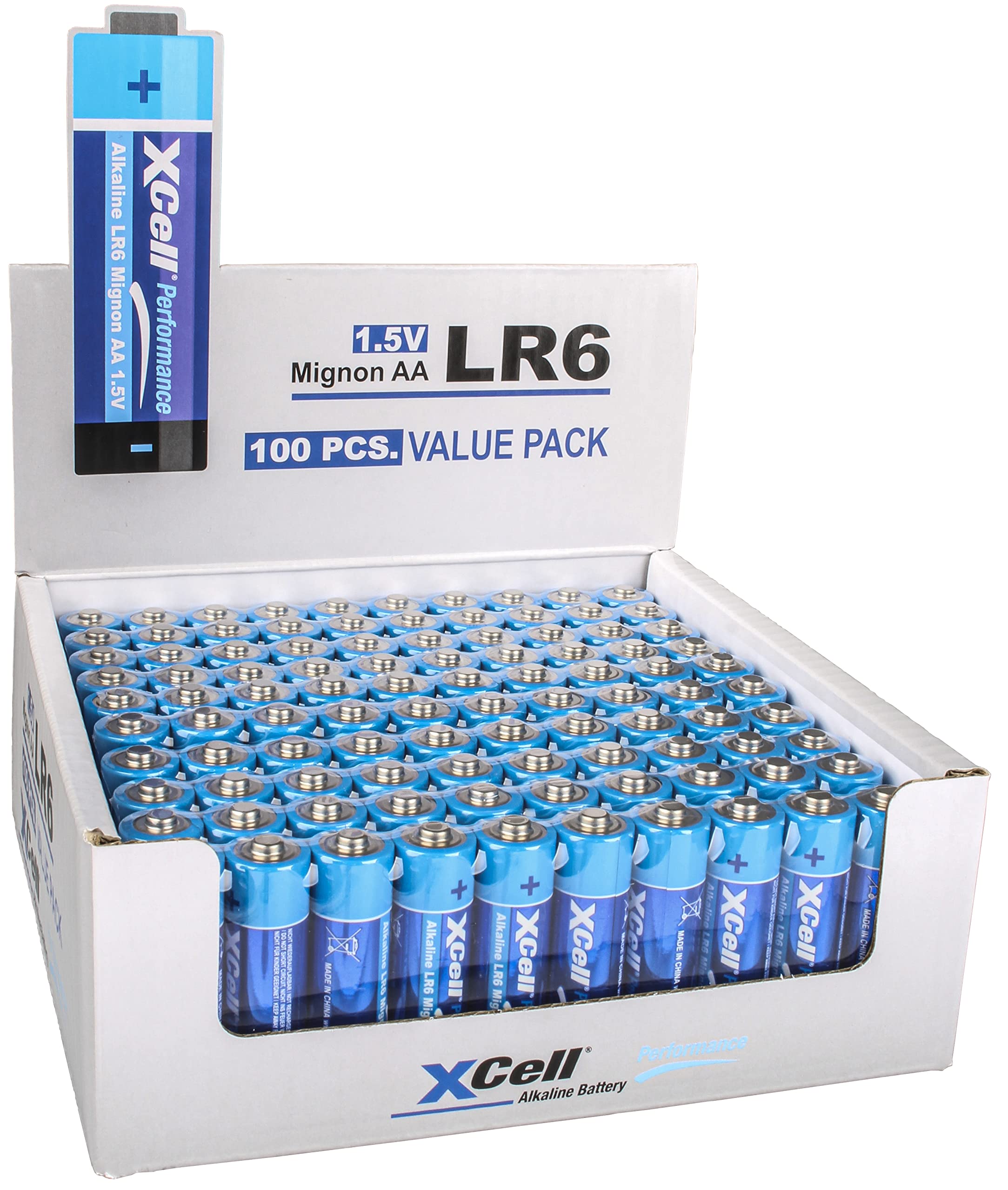 Xcell Lot de 100 Piles alcalines 1,5 V Mignon