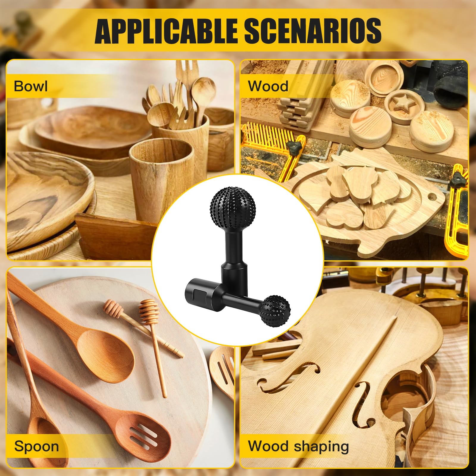 Rasp per legno, diametro 25 mm + 40 mm, Ball Mill Wood Carving with M14 Thread, Wood Rasp for Angle Grinder 115/125 mm, Ideale per Hollowing, Incisione Grinding on Wood