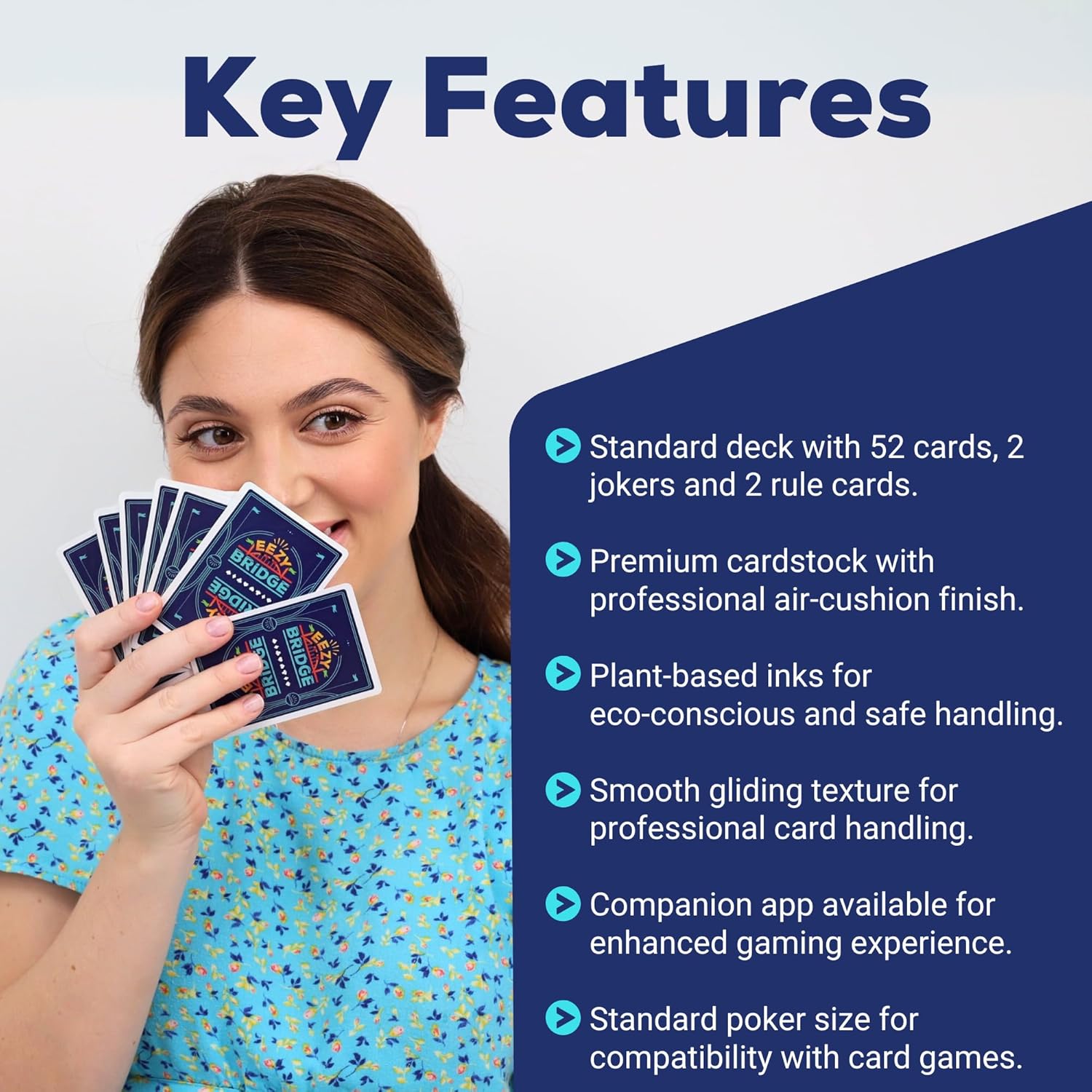 Bicycle Premium Playing Cards with Bonus Game & App – Standard Poker Deck with 52 Cards, 2 Jokers, 2 Rule Cards, Air-Cushion Finish – Eco-Friendly Inks, Durable Cardstock