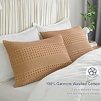 Vista 125 de PHF Fundas de almohada 100% algodón con tejido de gofre de 24 x 24 pulgadas, paquete de 2 fundas cuadradas para decoración elegante del hogar, sin