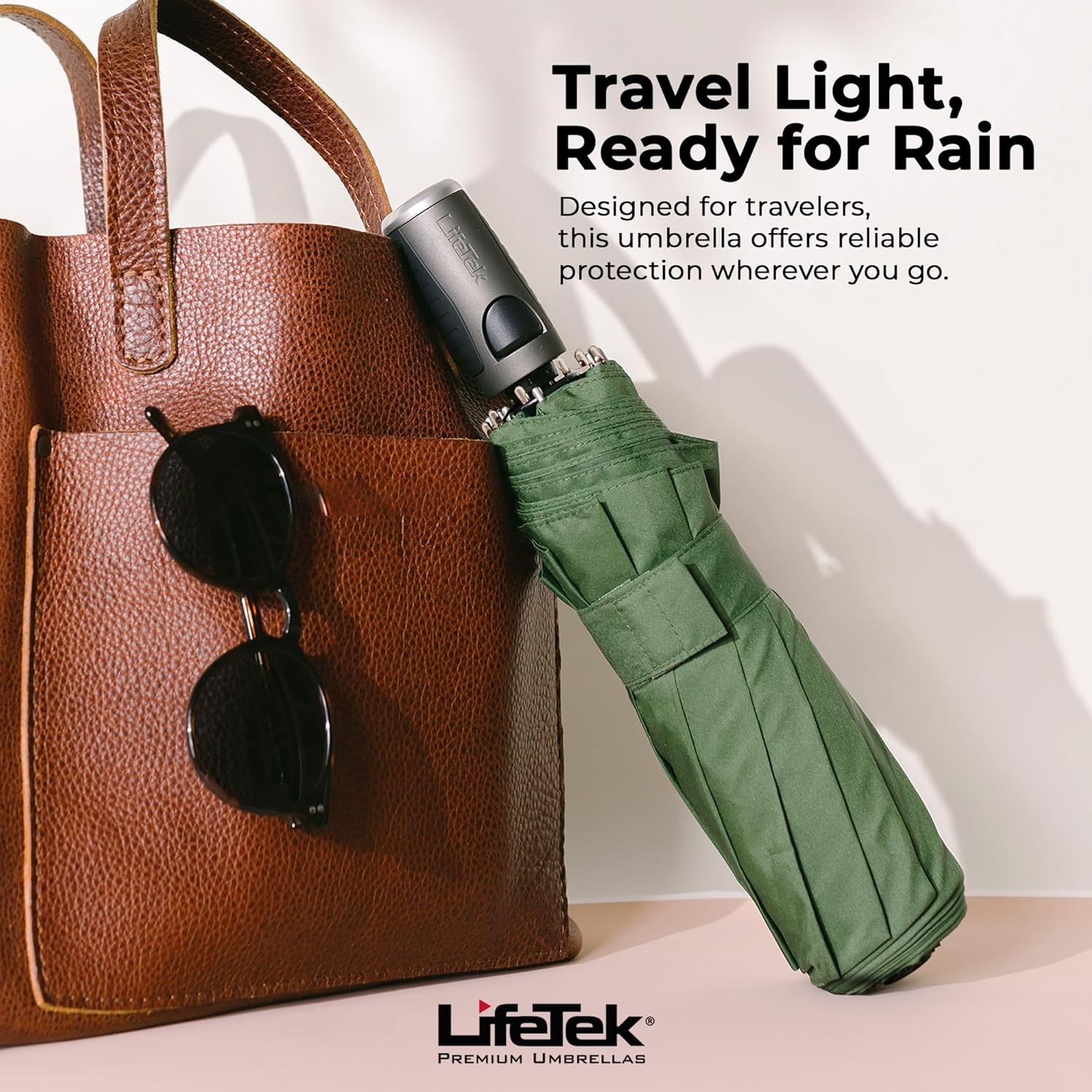 LifeTek Premium Travel Umbrella - Windproof & Compact for Men & Women, Automatic Open Close, Fits in Purse Laptop Bag or Backpack, Strong Frame for Heavy Rain & Sun UV Protection - Image 7