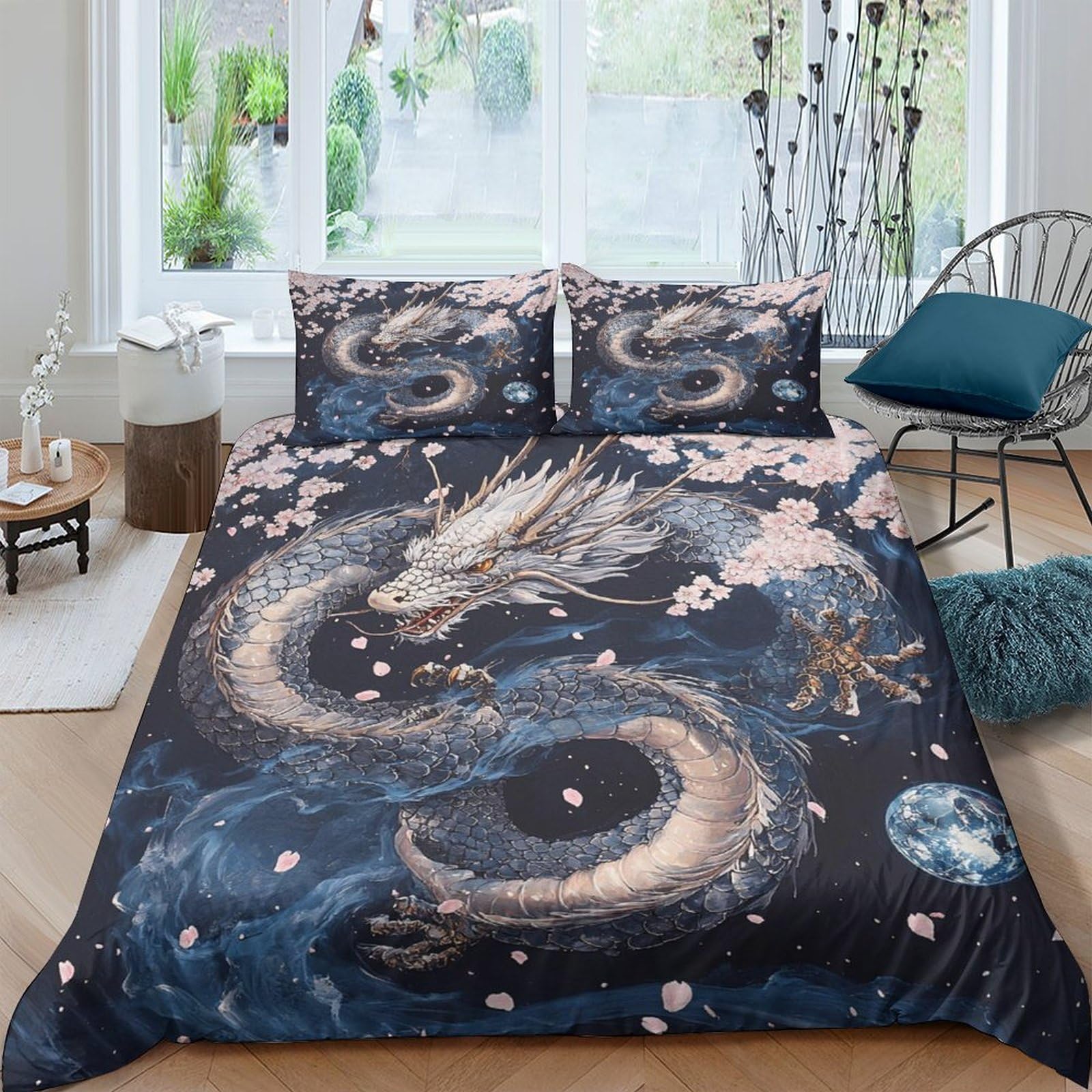Ctjqhvkz Style-10 3D Printed Dark Dragon Fitted Sheet Microfiber Soft Black Gold Asian Art Mattress Cover For Bedroom Decor Dorm Guest Room Single（135X200cm）