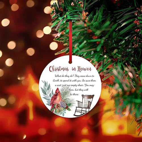 Miniatura 6 de Adornos de Navidad en el cielo con adornos de silla, cardenales, adornos de Navidad, regalos de condolencias por la pérdida de un ser querido,
