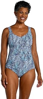 Maxine Of Hollywood Womens Side Shirred Girl Leg One Piece Swimsuit