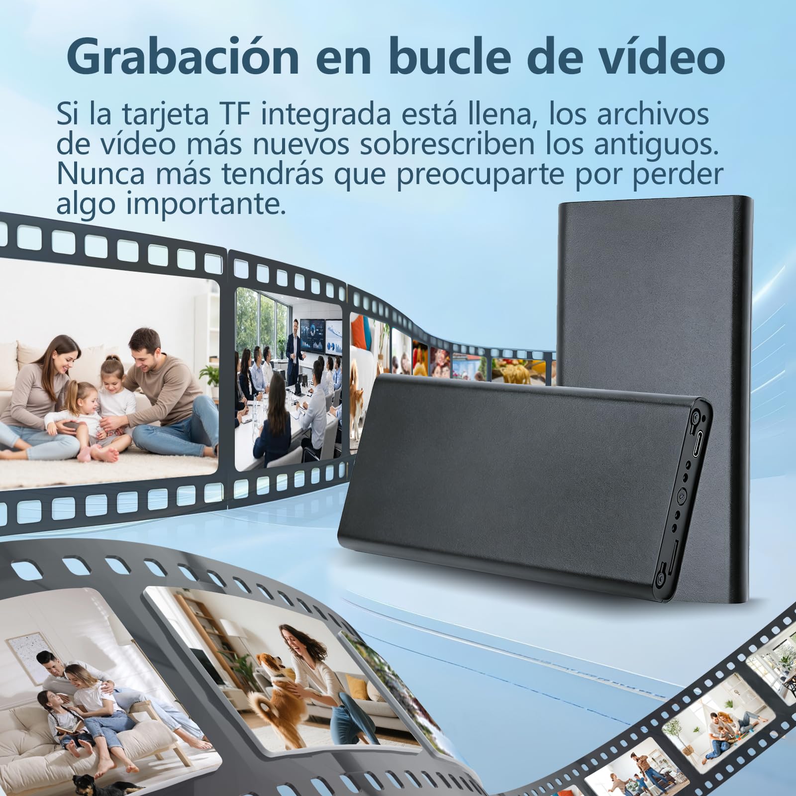 Mini cámara, cámara espía oculta, cámara niñera en alta definición 1080P,con función de detección de movimiento,apta para la vigilancia de seguridad en interiores,oficinas y otros lugares,sin Wi-Fi.