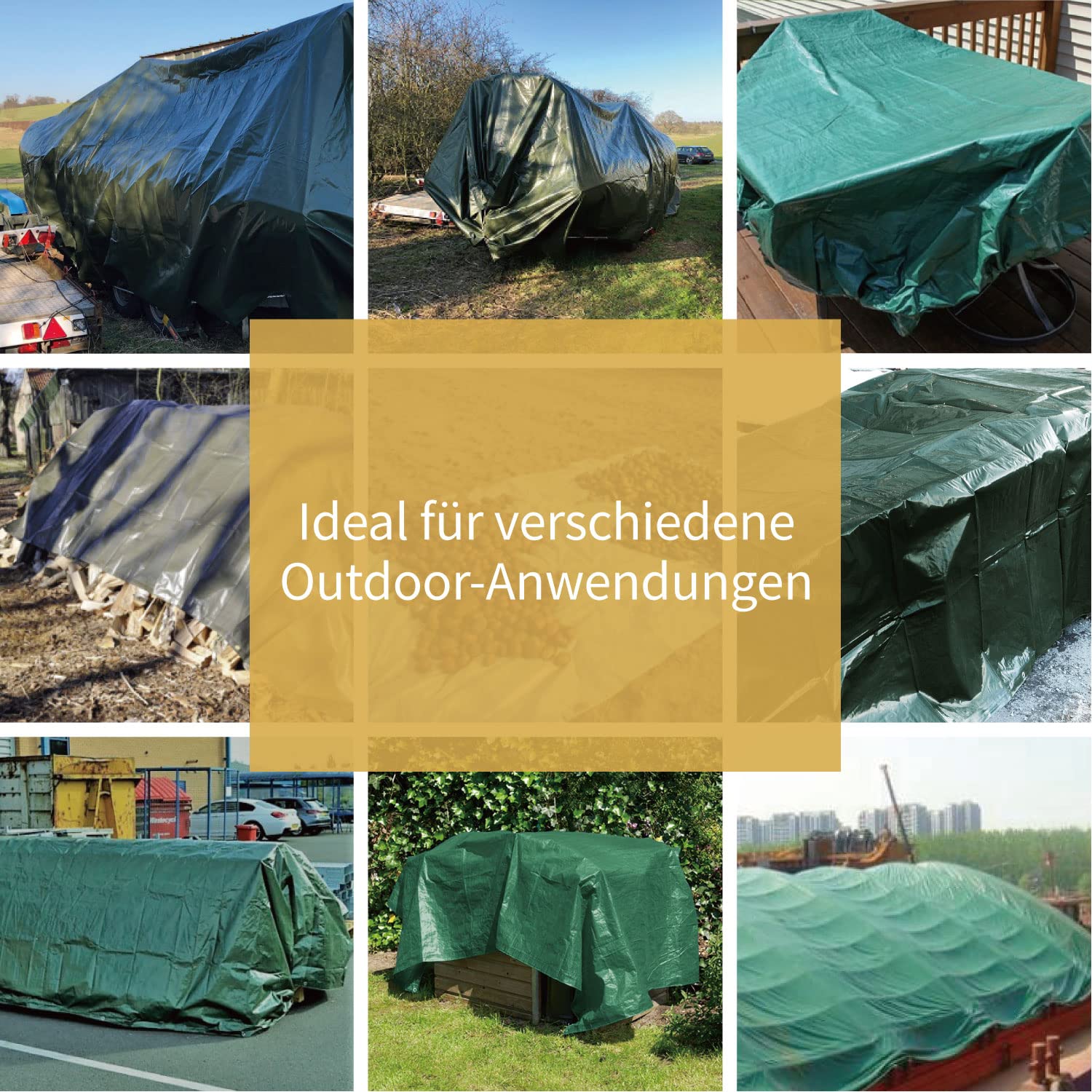 GUARD SHIELD Lona Protectora con Ojales Impermeable 4m x 4m Verde Lona poliéster Multifuncional 120g/m² Lona de Tejido Lona Protectora Multiusos, Resistente a roturas, estabilizada contra Rayos UV