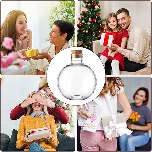 Miniatura 7 de Jinei 30 botellas de plástico con forma de bola de 6 onzas, botellas esféricas de plástico transparente para poción de cóctel, bolas de adorno de