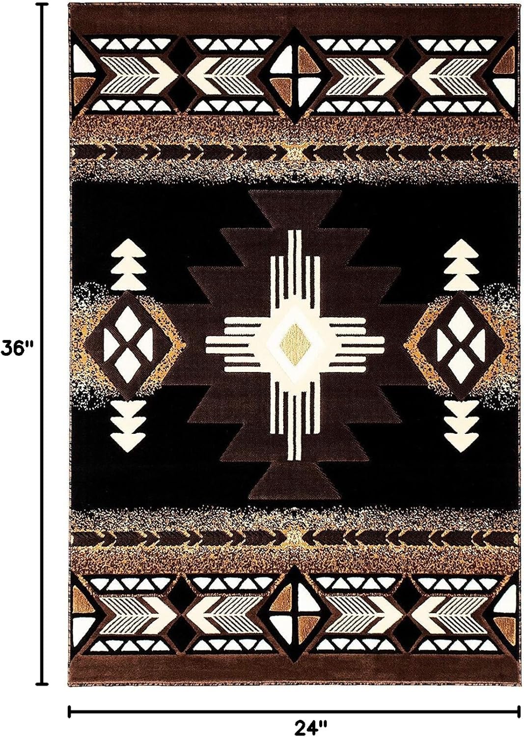Champion Rugs Southwest Native American Area Rug Black (2 Feet X 3 Feet)