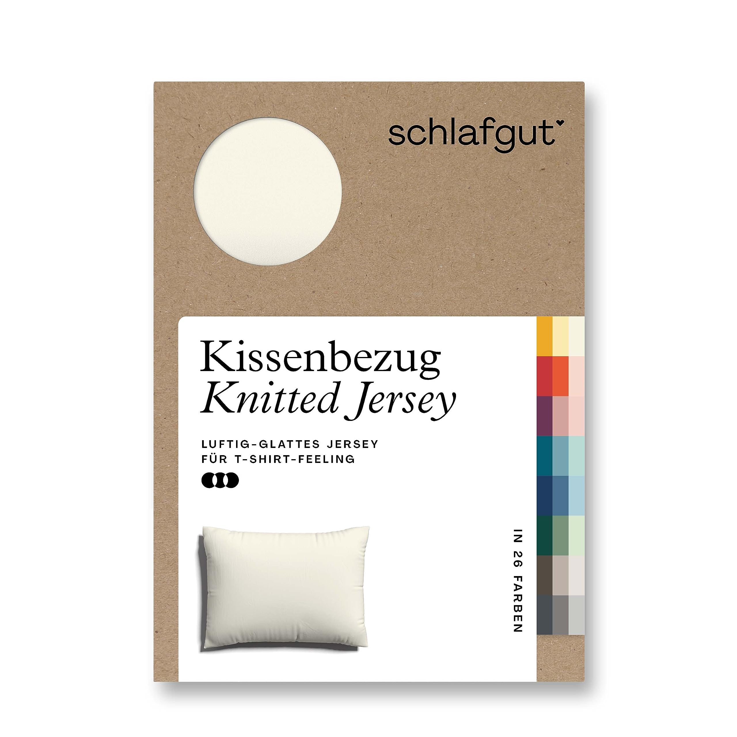 schlafgut Knitted Jersey Kissenbezug 60x80 cm Yellow Light Uni weicher Premium Kopfkissenbezug einzeln, faltenfrei mit Elasthan