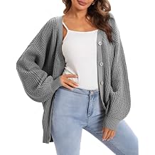 QUALFORT Womens Oversized 100% Cotton Cardigan Sweater