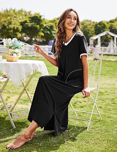 Miniatura 3 de Ekouaer - Camisón largo y de manga corta para mujer