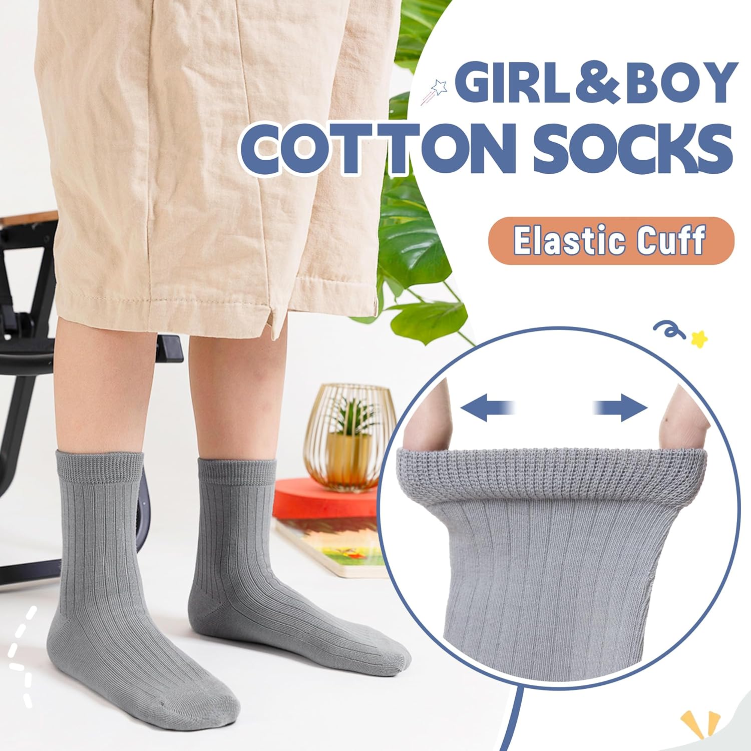 Kids Crew Cotton School Socks Youth Cute Casual Breathable Little Girls Boys Dress Socks 6 Pairs - Image 3