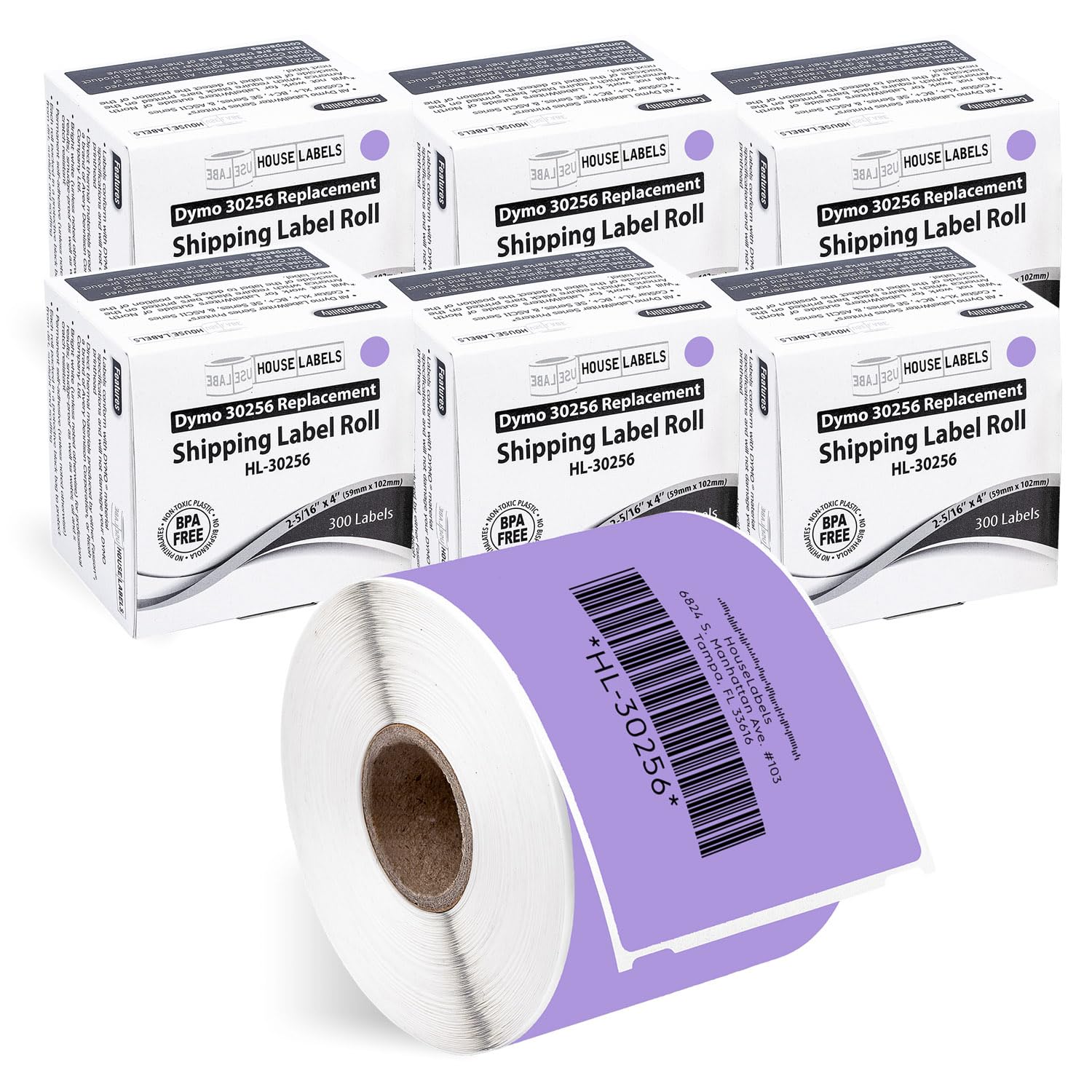 HOUSELABELS Compatible DYMO 30256 Lavender Shipping Labels (2-5/16" x 4"), Strong Permanent Adhesive, Compatible with DYMO LW 450, 4XL, Rollo & Zebra