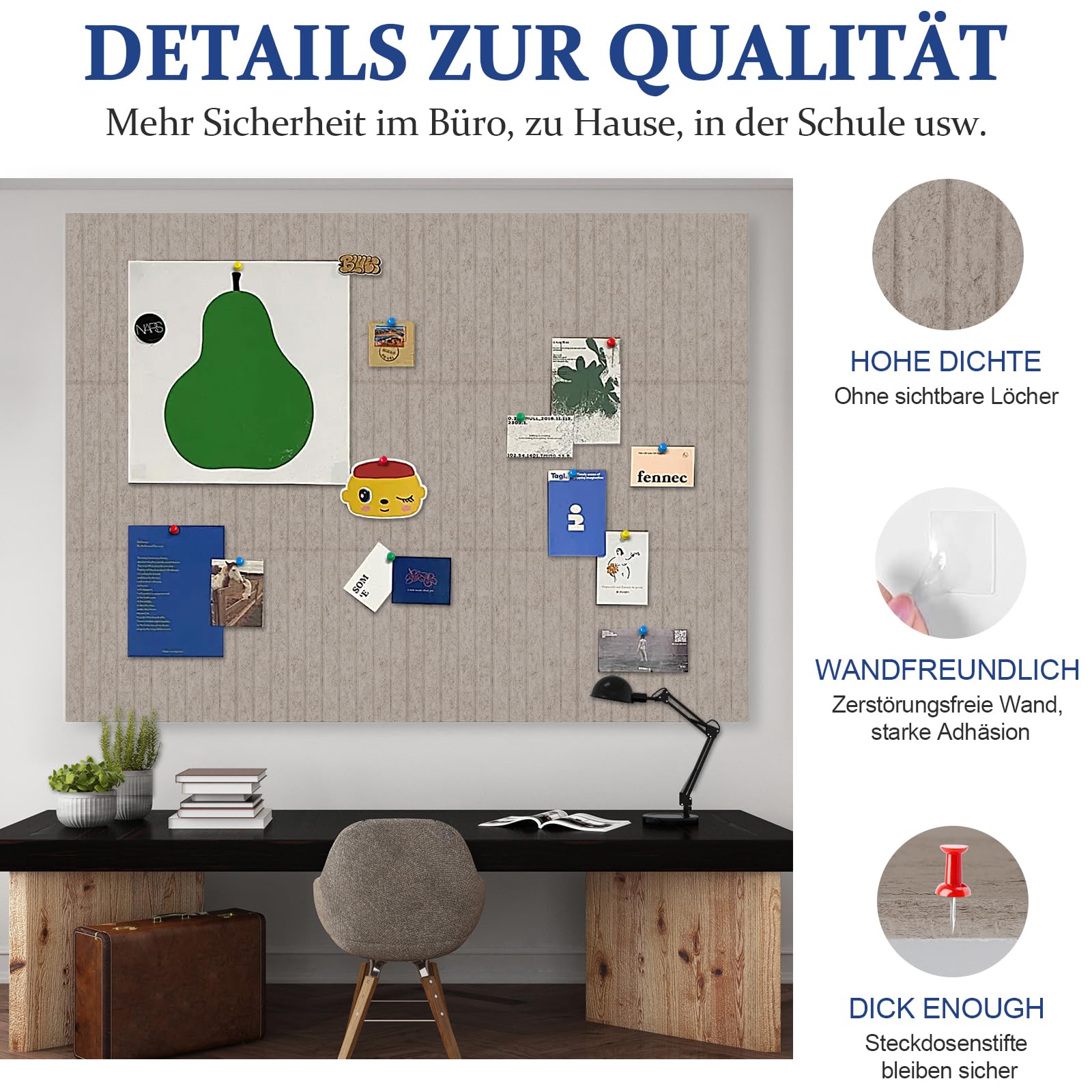 Lot de 12 grands tableaux d'affichage autocollants en feutre - 90 x 120 cm - 30 x 30 cm - Pour la maison, l'école, les murs de bureau
