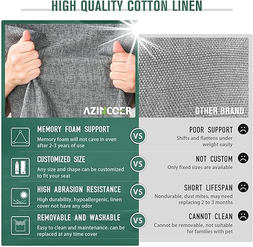 Miniatura 3 de Cojín personalizado para banco, cojín para asiento de ventana panorámica, cojín de espuma de tapicería gruesa para silla larga, para sofá, para