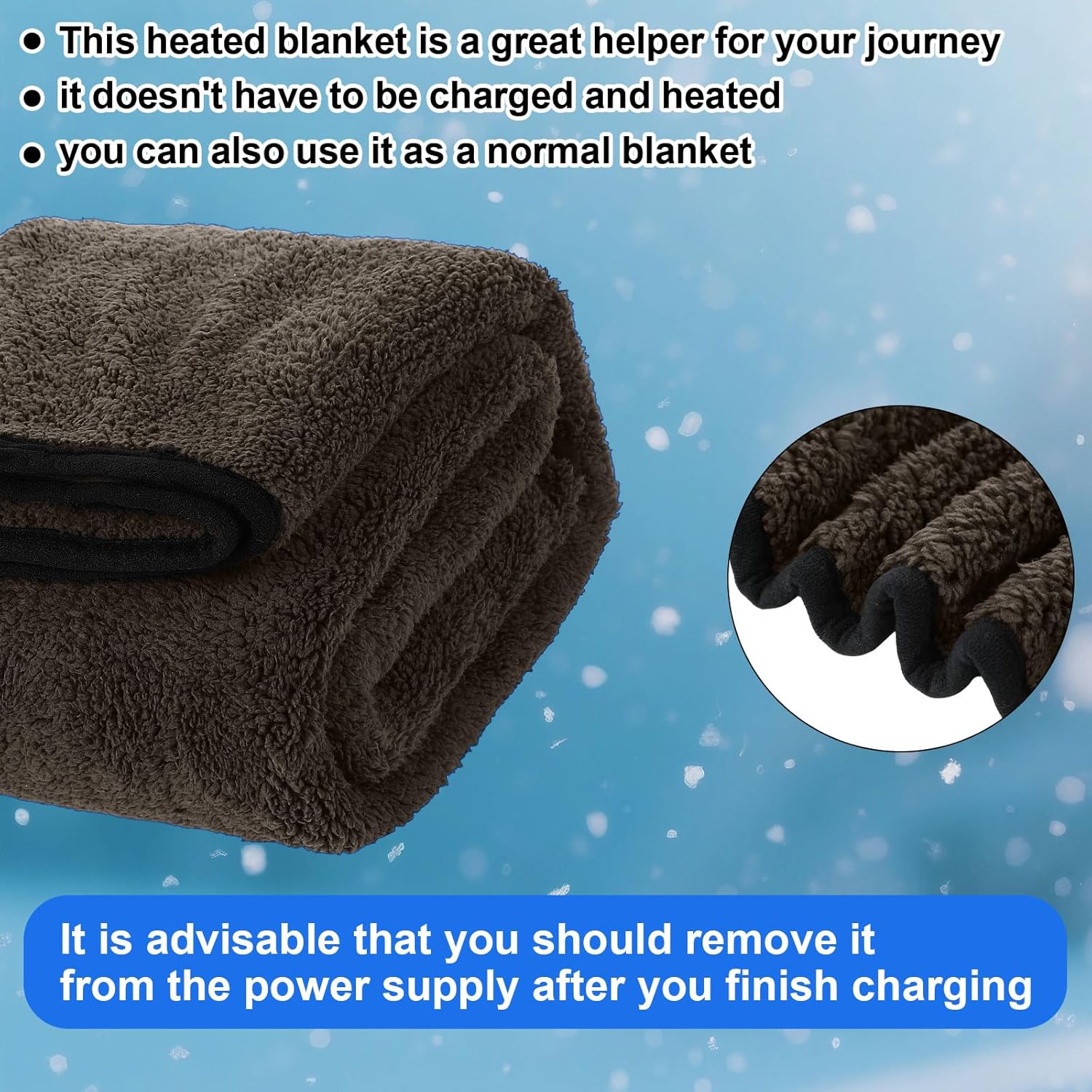 Riakrum 12v Heated Car Blanket for Extreme Cold, 58" x 43"High Power Electric Green Blanket with 3 Heat Levels, Adjustable Temperature, Portable Truck Suv Rv Winter Snow Travel,Cigarette Lighter Power - Image 5