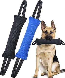 Dog Tug Toy Dog，Double Pack Tough Jute Bite Pillow - Durable, Training Equipment - Puppy to Large Dogs Interactive Toy. (Blue and Black)