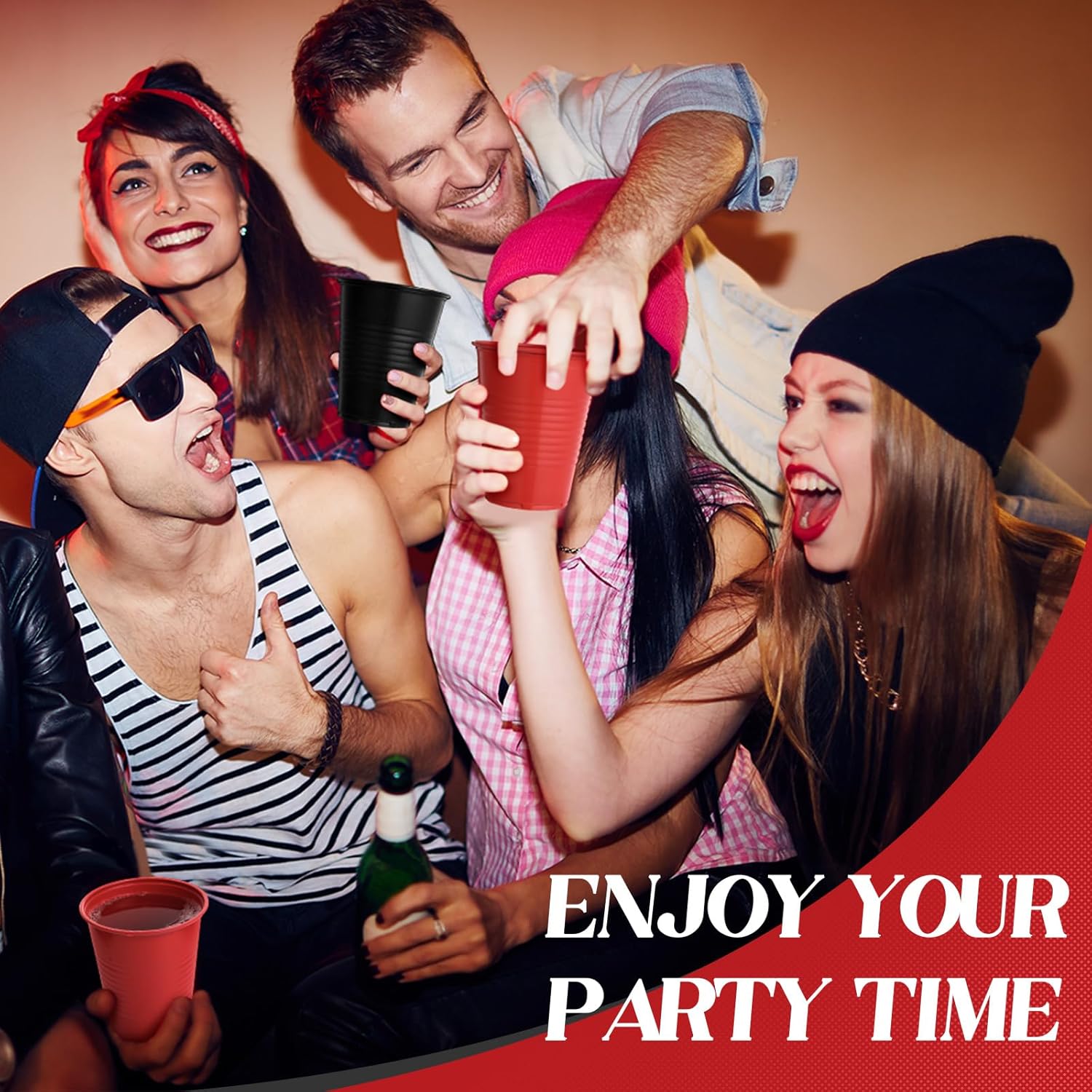 100 Pcs Casino Theme Party Cups Poker Disposable Plastic Red Black 12 oz Drinking Water Beverage Cups for Wedding Birthday Graduation Halloween Casino Party Supplies - Image 6