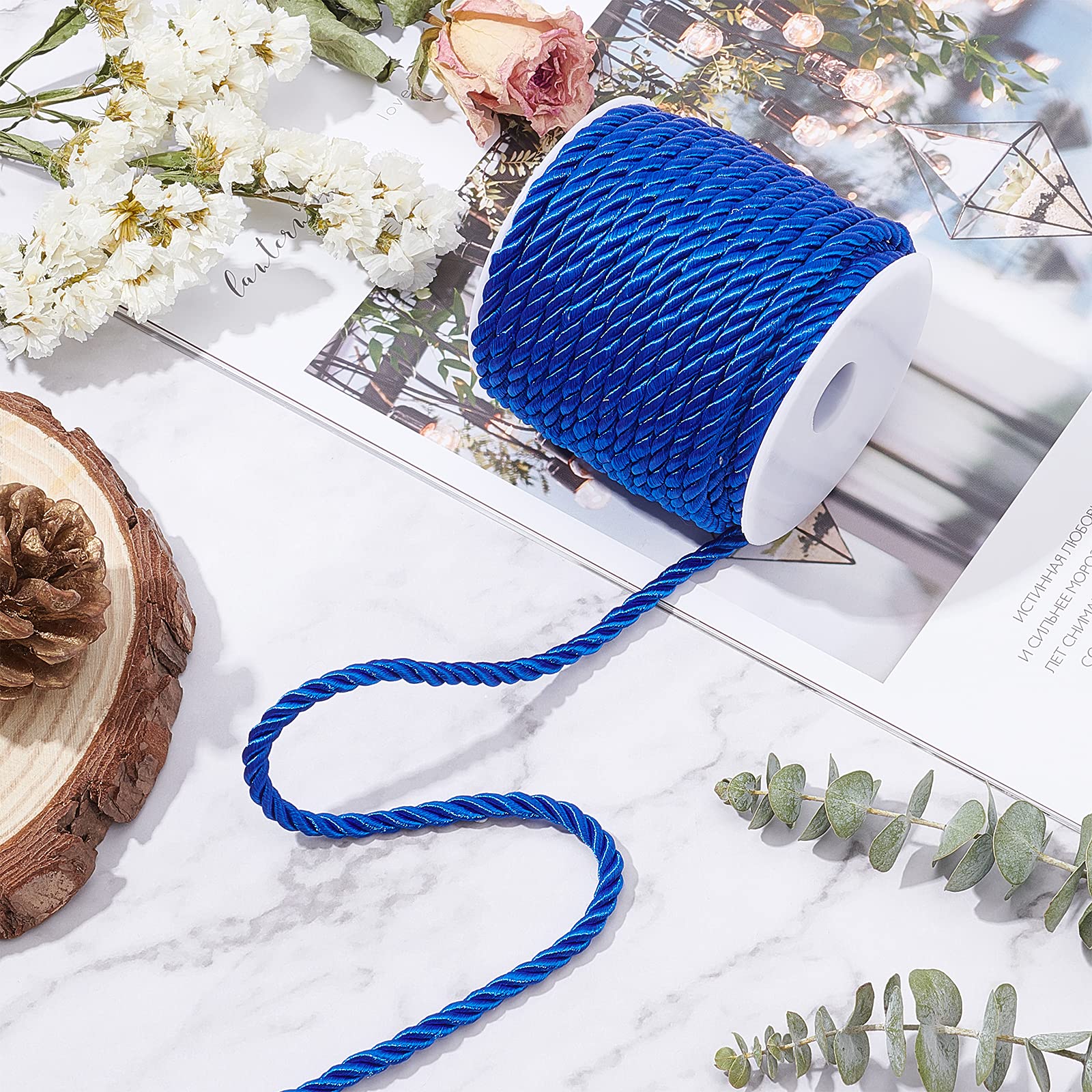 Cordino Nylon Intrecciato 5mm PH PandaHall - 18 Iarde, Dorato, Per Decorazioni E Fai Da Te