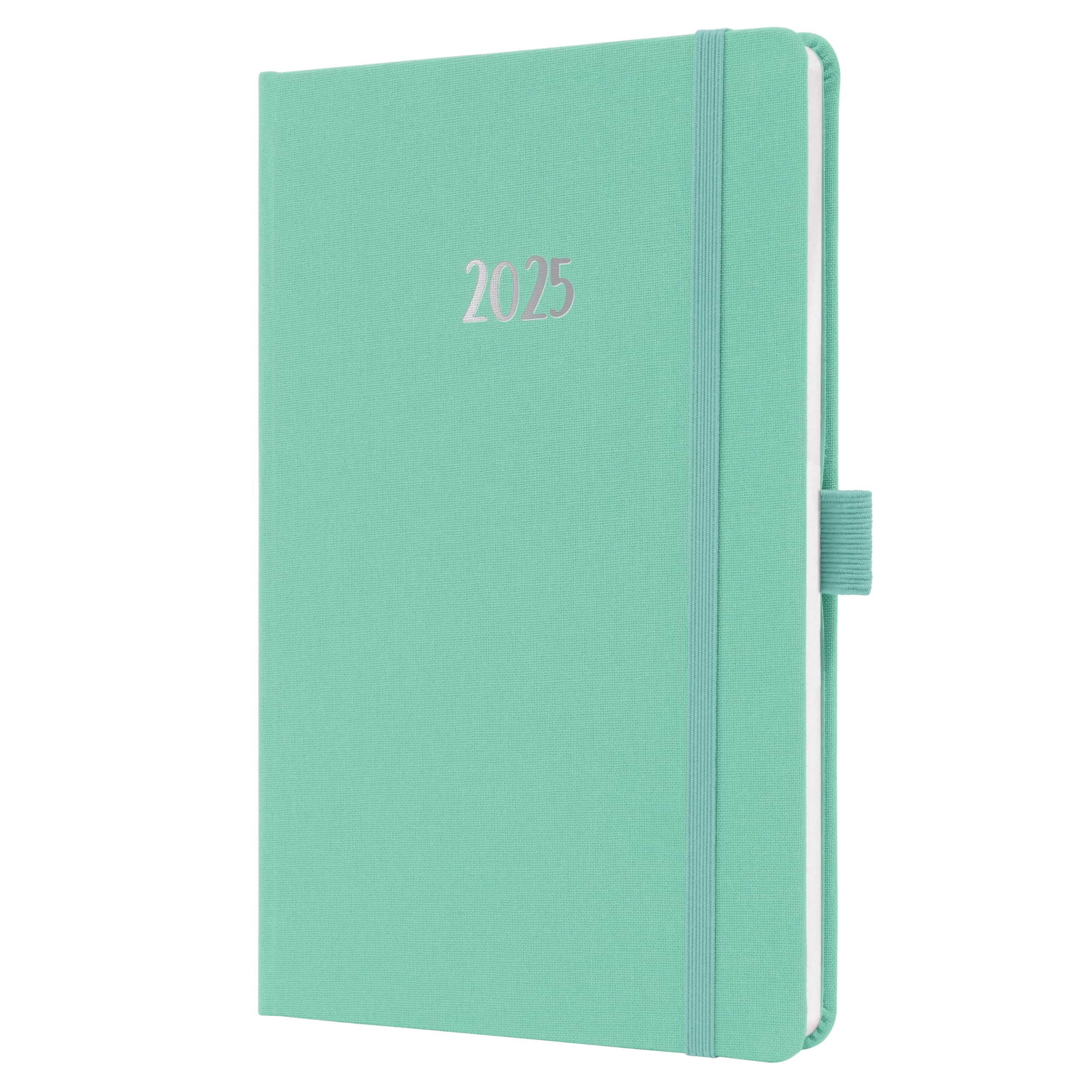 SIGEL J5409 Weekly Planner Jolie 2025, FSC-Certified, 2 Pages = 1 Week, hardcover with a Fabric Surface, Approx. A5, Mint Green, 174 Pages