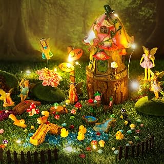 Leinuosen 78 Pieces Fairytale House Accessory Set Mini Mixed Perspective Figurines Miniature Landscape Trees Fairytale Mushroom Party Supplies for DIY Garden Decor Dollhouse Crafts Outdoor Statues