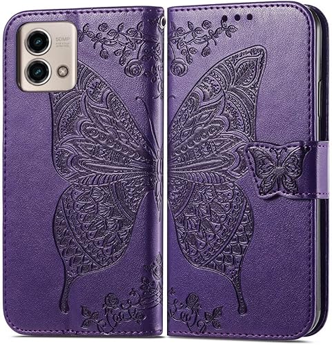 Miniatura 10 de Funda para Motorola Moto G Stylus 5G 2023, funda con tapa para mujer con estampado de mariposa en relieve de piel sintética, ranuras para tarjetas,