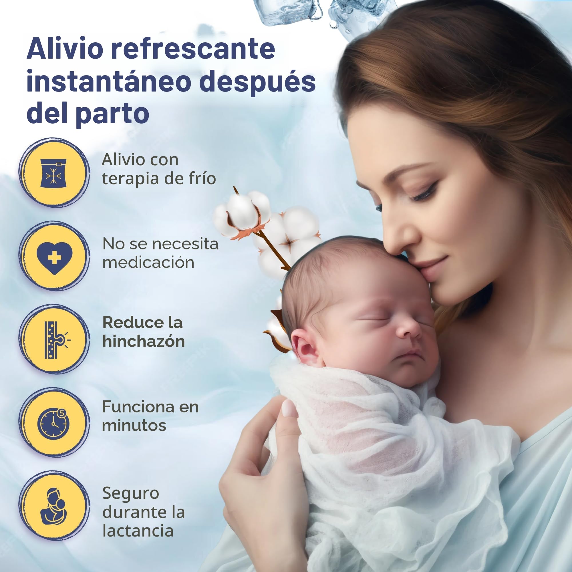 First Days Maternity - Compresas de Frío Perineal Instantáneo para el Posparto. Compresa refrescante absorbente para después del parto.