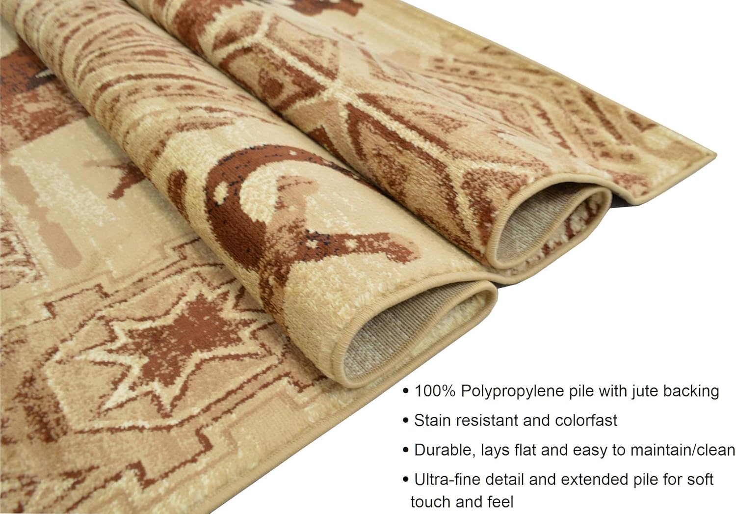 Native American Tribal Vintage Log Cabin Area Rugs 4x5 Rustic Cabin Novelty Rugs for Living Room Cabin Décor Rugs Texas Star Theme Cowboy Rug Carpet Luxury Home Decor|3’.8” by 5’.1”|