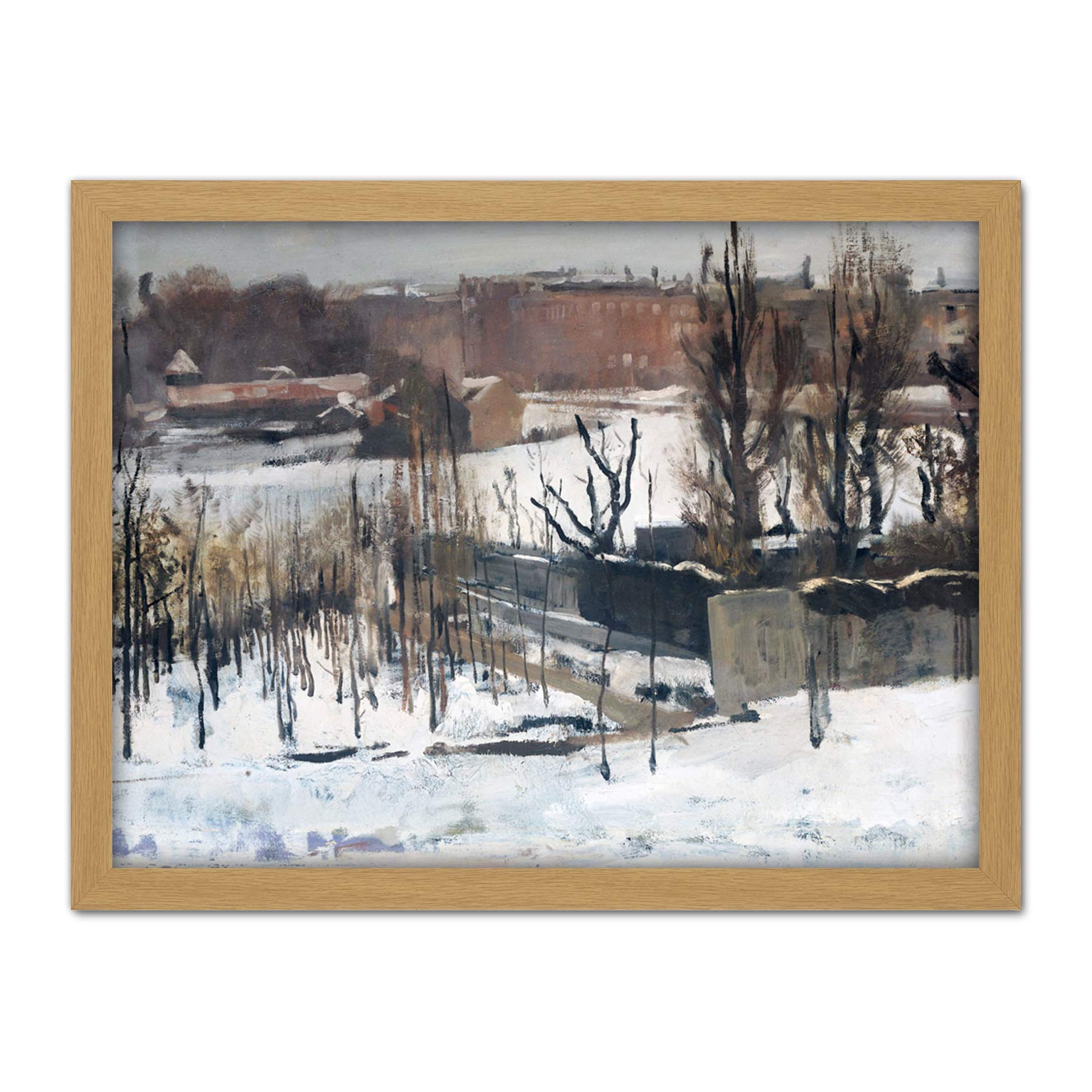 Artery8 Breitner View Oosterpark Amsterdam Snow Painting Artwork Framed Wall Art Print 18X24 Inch