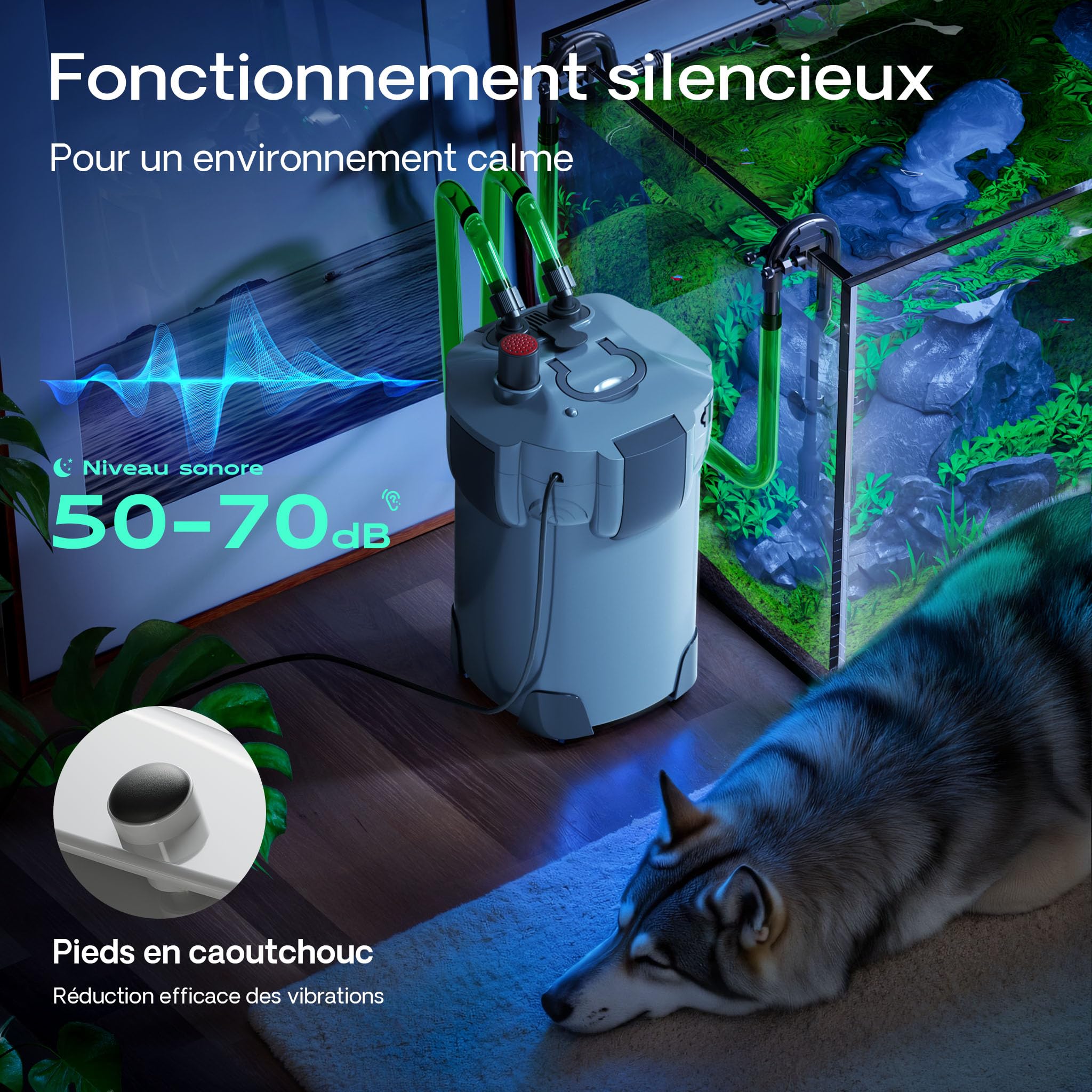 SunSun HW-404A Filtre extérieur pour Aquarium, débit 2000 l/h, avec 4 Étapes de Filtration, Matériaux et Pompe 55 W, Filtre Externe