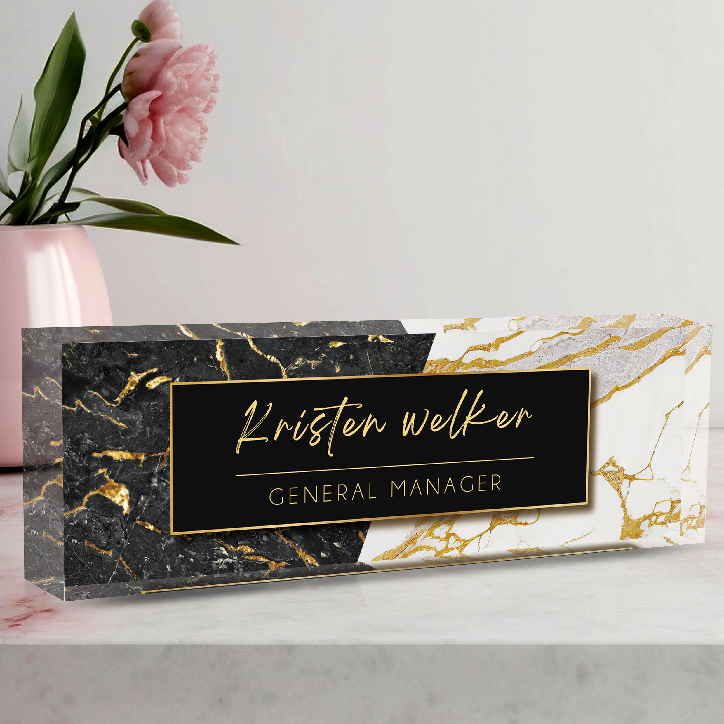 Name Plate for Desk, Desk Name Plate Personalized Acrylic Office Desk Decor for Women and Men, Employee Appreciation Gifts Custom Office Gifts for Boss, Manager, Teacher, Nurse, Doctor, Lawyer