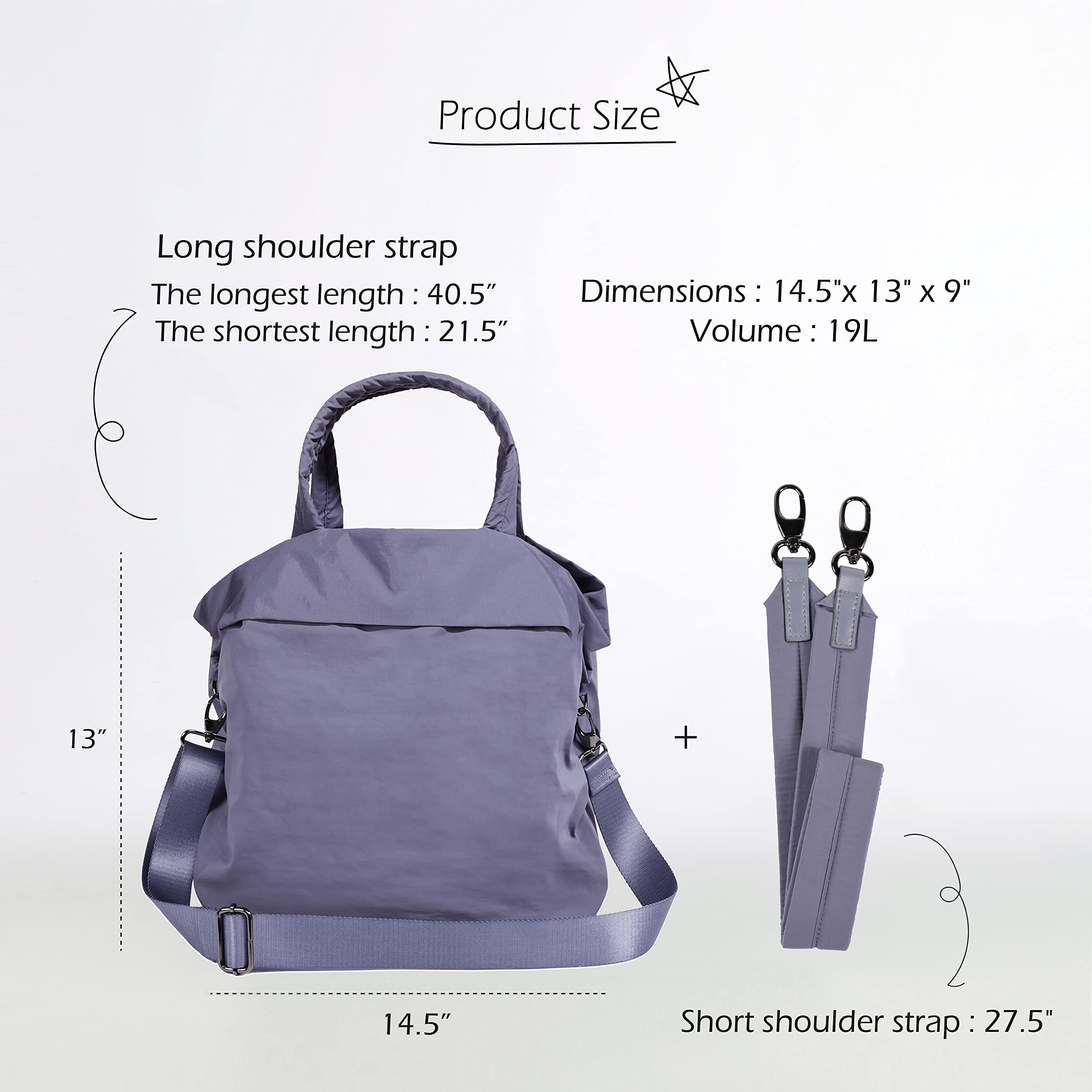 ODODOS 19L Multi Hobo Bag For Women – Waterproof Tote With 2 Removable Straps (Tote, Shoulder & Crossbody Styles)