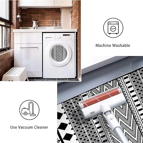 Miniatura 234 de IOHOUZE Alfombra lavable de 4 x 6 pies con parte trasera de goma antideslizante tejida para interiores y exteriores, alfombra para entrada