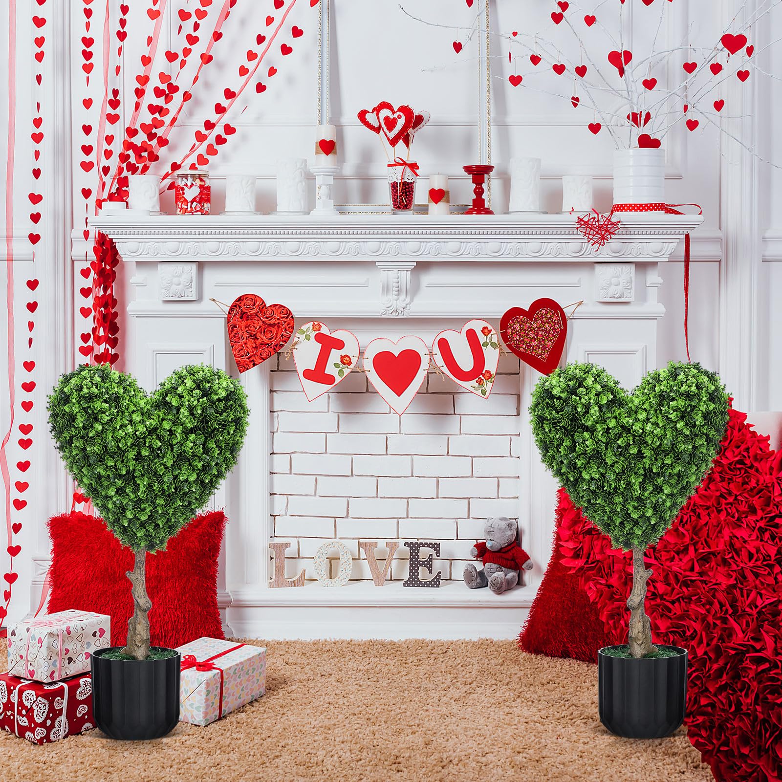 Amazon.com - Suncalla 2 Sets 23.62 Inches Artificial Heart Boxwood
